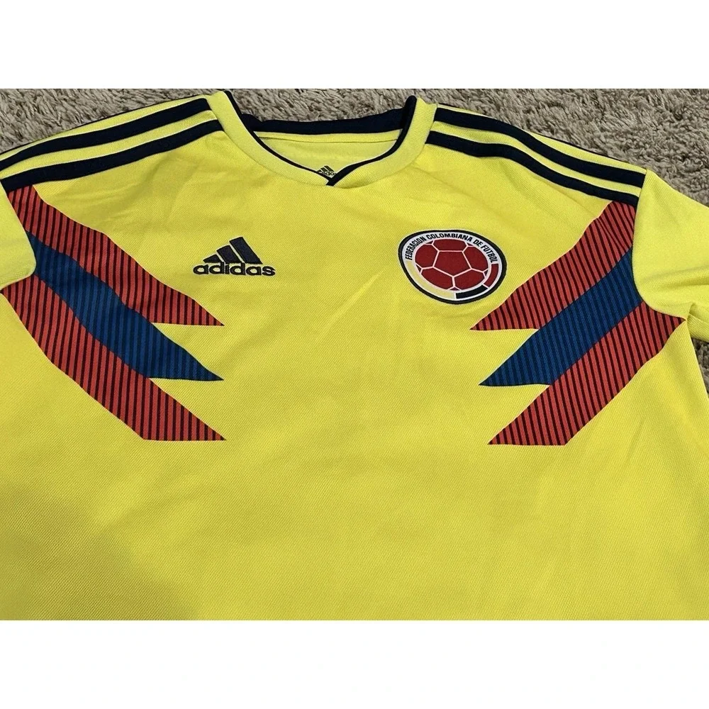 Adidas Colombia Soccer Jersey Boys Large Yellow Blue‎ Red Climalite Shirt